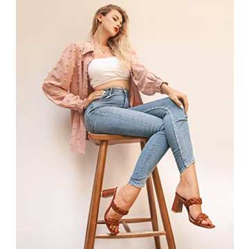 Stylish Leevar Braided Heels for Women - 3 Inch Chunky Sandals
