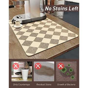 AMOAMI-Coffee Mat-Coffee Bar Accessories No Stains Absorbent Quick Drying Mat for Kichen Couner-Bar Mat Fit Coffee Station Table Maker Machine Pot Espresso Machine Dish Rack