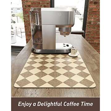 AMOAMI-Coffee Mat-Coffee Bar Accessories No Stains Absorbent Quick Drying Mat for Kichen Couner-Bar Mat Fit Coffee Station Table Maker Machine Pot Espresso Machine Dish Rack
