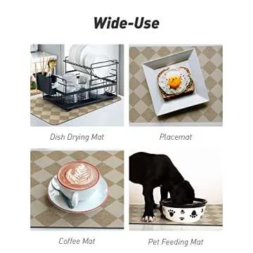 AMOAMI-Coffee Mat-Coffee Bar Accessories No Stains Absorbent Quick Drying Mat for Kichen Couner-Bar Mat Fit Coffee Station Table Maker Machine Pot Espresso Machine Dish Rack