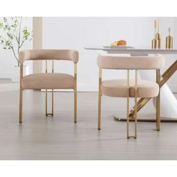 Elegant Kmax Dining Chairs Set of 2 with Gold Frame