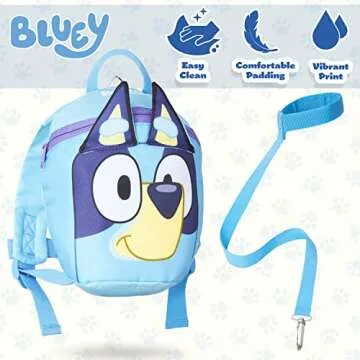 Bluey Backpack with Reins Toddler Backpack with Reins and Harness 1-4 Years (Blue)