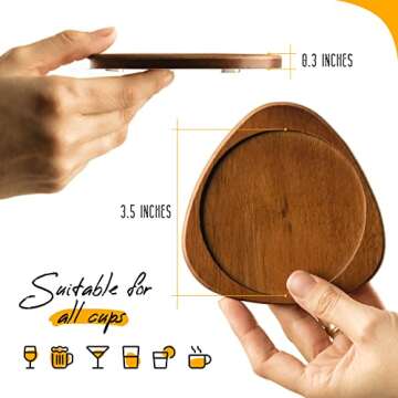 Roonin Mid Century Modern Decor Coasters - MCM Decor - Modern Coaster for Gift Ornaments Home Office - Walnut Coasters for Drink (Set of 4)