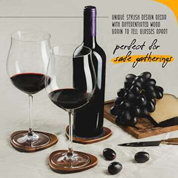 Roonin Mid Century Modern Decor Coasters - MCM Decor - Modern Coaster for Gift Ornaments Home Office - Walnut Coasters for Drink (Set of 4)