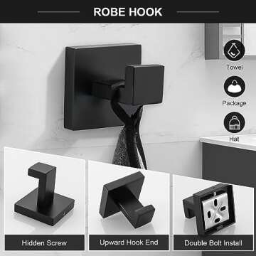 TQKAG Durable 6-Piece Bathroom Hardware Set in Black