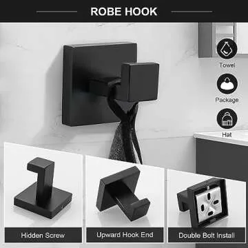 TQKAG Durable 6-Piece Bathroom Hardware Set in Black