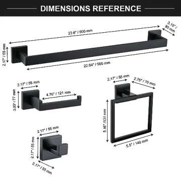 TQKAG Durable 6-Piece Bathroom Hardware Set in Black
