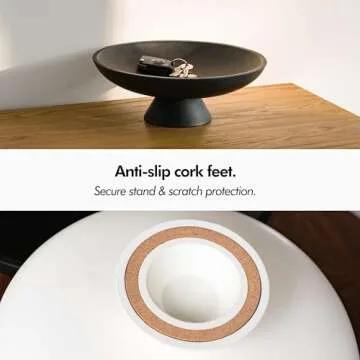 KIVY Concrete Fruit Bowl for Kitchen Counter - Large Decorative Bowl for Home Decor - Modern Key Bowl for Entryway Table - Pedestal Bowl - Decorative Bowls for Home Decor - Black Fruit Bowl Decor