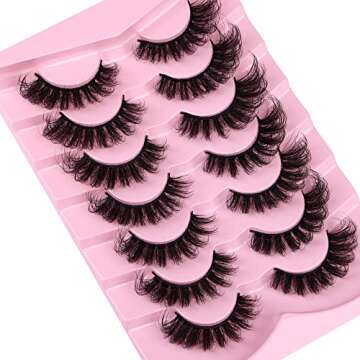 JIMIRE D Curl Faux Mink Lashes Fluffy Cat Eye 20MM Long Dramatic Mink Lashes Bulk Wispy Full Volume ...
