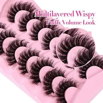 JIMIRE D Curl Faux Mink Lashes Fluffy Cat Eye 20MM Long Dramatic Mink Lashes Bulk Wispy Full Volume False Eyelashes 7 Pairs Pack