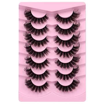 JIMIRE D Curl Faux Mink Lashes Fluffy Cat Eye 20MM Long Dramatic Mink Lashes Bulk Wispy Full Volume False Eyelashes 7 Pairs Pack
