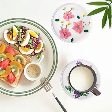 Drink Coasters with Real Floral Designs - Unique Kitchen Set