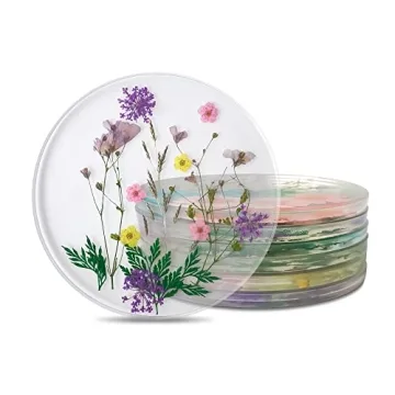 Drink Coasters with Real Floral Designs - Unique Kitchen Set