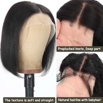 Ebbfurln Bob Wig Human Hair, 13x4 HD Lace Front Wigs Human Hair Frontal Wigs Human Hair 150% Density...