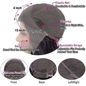 Ebbfurln Bob Wig Human Hair, 13x4 HD Lace Front Wigs Human Hair Frontal Wigs Human Hair 150% Density Brazilian Hair Straight Bob Wig Human Hair Pre Plucked with Baby Hair (Bob Wig, 10 Inch)