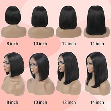 Ebbfurln Bob Wig Human Hair, 13x4 HD Lace Front Wigs Human Hair Frontal Wigs Human Hair 150% Density Brazilian Hair Straight Bob Wig Human Hair Pre Plucked with Baby Hair (Bob Wig, 10 Inch)