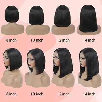 Ebbfurln Bob Wig Human Hair, 13x4 HD Lace Front Wigs Human Hair Frontal Wigs Human Hair 150% Density Brazilian Hair Straight Bob Wig Human Hair Pre Plucked with Baby Hair (Bob Wig, 10 Inch)