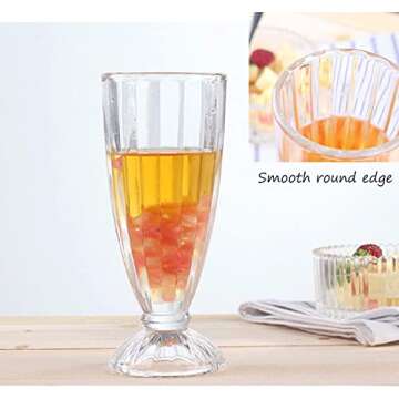 Cedilis 6 Pack Milkshake Glass with 6 Long Metal Spoons, Old Fashioned Soda Glasses, Fountain Classic Glass for Ice Cream, Clear, 12oz