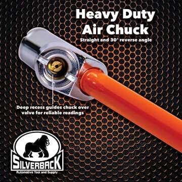 Heavy Duty Silverback Tire Pressure Gauge for Trucks