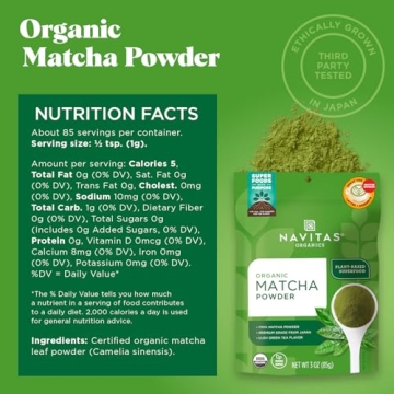 Navitas Organics Matcha Powder, 3 oz Culinary Grade