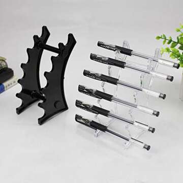 RAYNAG Set of 2 Pen Display Holder Acrylic Stands, Nail/Makeup/Art Brush Rack Organizer Holder, Clea...