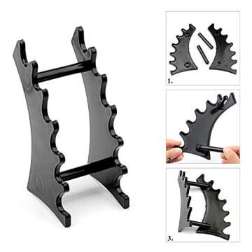 RAYNAG Set of 2 Pen Display Holder Acrylic Stands, Nail/Makeup/Art Brush Rack Organizer Holder, Clear and Black, 6-Layer Stand