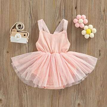 Mubineo Infant Baby Baby Girl Lace Romper Tutu Dress Princess Overall Dress Sundress (Pink, 18-24 Months)