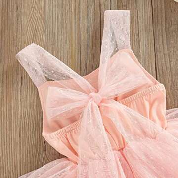 Mubineo Infant Baby Baby Girl Lace Romper Tutu Dress Princess Overall Dress Sundress (Pink, 18-24 Months)