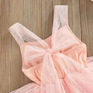 Mubineo Infant Baby Baby Girl Lace Romper Tutu Dress Princess Overall Dress Sundress (Pink, 18-24 Months)