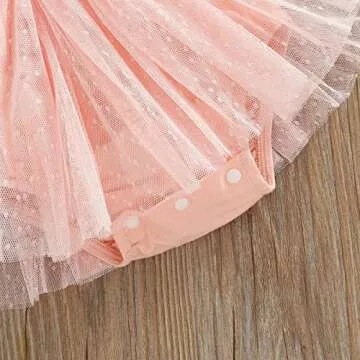 Mubineo Infant Baby Baby Girl Lace Romper Tutu Dress Princess Overall Dress Sundress (Pink, 18-24 Months)