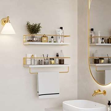 Onlysky Floating Shelves Set with Golden Towel Rack