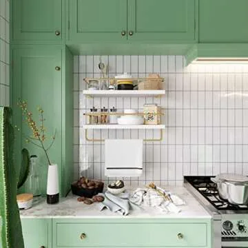 Onlysky Floating Shelves Set with Golden Towel Rack