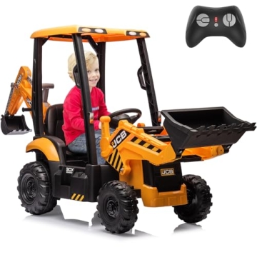 12V JCB Ride On Excavator for Kids - 3-in-1 Remote Control Electric Toy