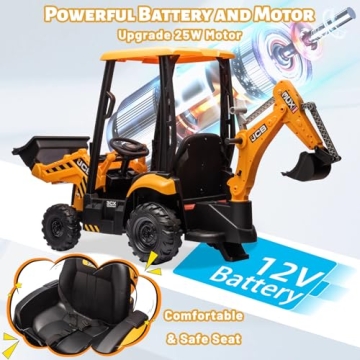 12V JCB Ride On Excavator Remote Control Electric Toy for Kids