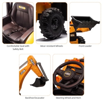 12V JCB Ride On Excavator Remote Control Electric Toy for Kids