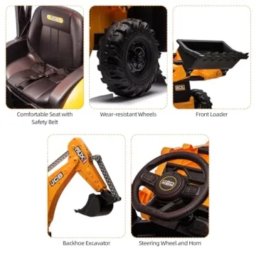12V JCB Ride On Excavator Remote Control Electric Toy for Kids