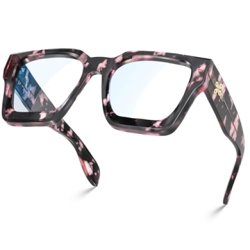 VISOONE Blue Light Blocking Glasses with TR90 Rectangle Frame and Chic Preppy Look for Women Men RIV...