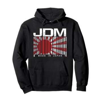 JDM Barcode Made in Japan Motorsports Hoodie for Car Enthusiasts