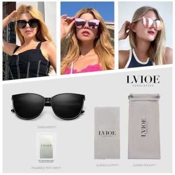 Stylish LVIOE Cat Eyes Sunglasses for Women - UV Protection