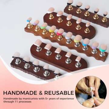 MANITIPS Reusable Handmade Press on Nails Short Almond, MANITIPS White French Tip Manicure Fake Nail...