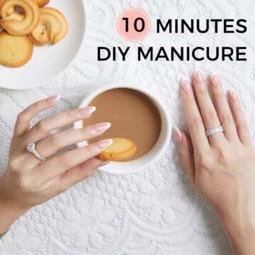 MANITIPS Reusable Handmade Press on Nails Short Almond, MANITIPS White French Tip Manicure Fake Nails with Glue, 12 Sizes - 24 Nail Kit