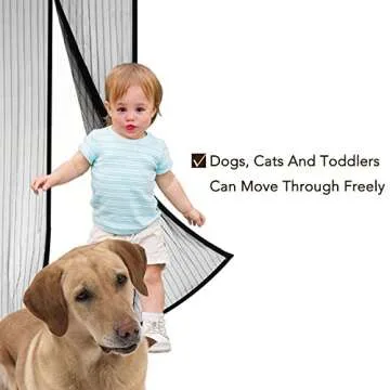 Aloudy Magnetic Screen Door Fits Doors Up to 36" x 98" MAX, Full Frame Velcro Instant Mesh Curtain, Hands Free Bugs Off Door Screen with Magnets