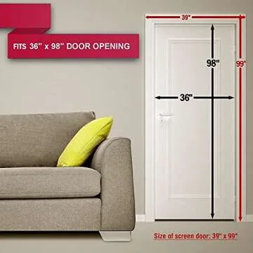 Aloudy Magnetic Screen Door Fits Doors Up to 36" x 98" MAX, Full Frame Velcro Instant Mesh Curtain, Hands Free Bugs Off Door Screen with Magnets