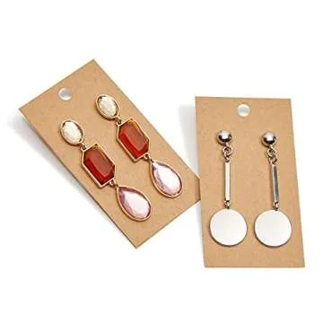 Juvale 200-Pack Kraft Paper Earring Display Cards for Hanging Earrings, Studs, Bulk Jewelry Cards for Retail, Trade Show, Boutique, Small Business Packaging (3.5x2 in)