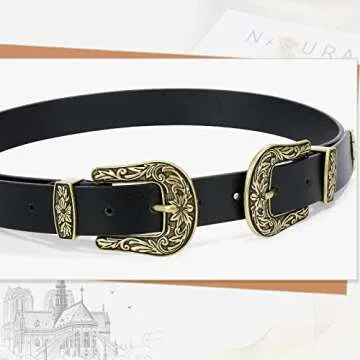 WHIPPY Vintage Western Leather Belt for Women Stylish and Versatile