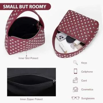 YFGBCX Studded Purses Black Shoulder Bag Y2K Purse for Women Handbag Soft Leather Fall Purse