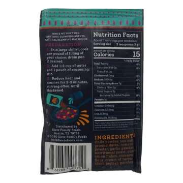 Siete Seasoning 4 Flavor Variety - (1) Each: Carnitas Slow Cooker, Chorizo Skillet Cooking Spice, Mild Taco, Spicy Taco (1.29-1.38 Ounces) - Plus Recipe Booklet Bundle