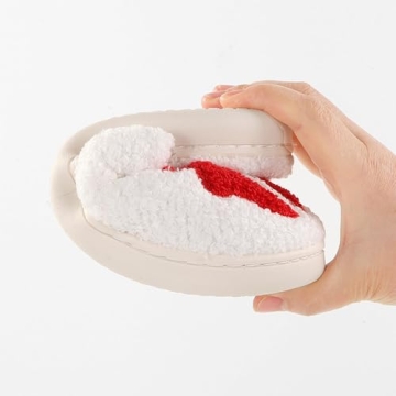 LNERIP Women's Men's Bow Slippers Cute Funny Home Bowknot Slippers Fluffy Comfort Slip On House Shoes Red 41-42