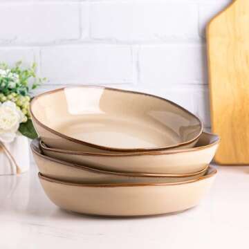 AmorArc 9.5" Large Pasta Bowls Set - Microwave Safe Ceramic