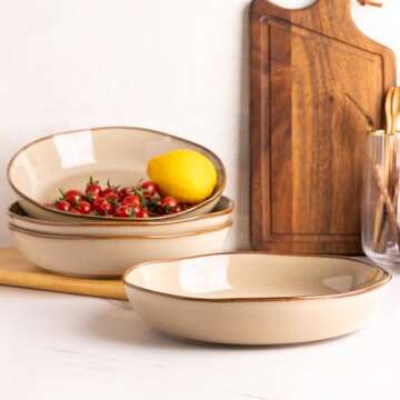 AmorArc 9.5" Large Pasta Bowls Set - Microwave Safe Ceramic